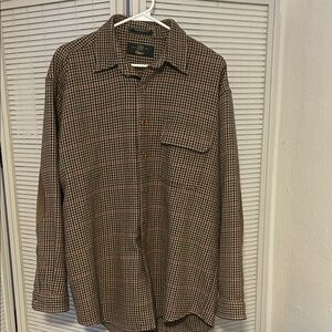 Orvis Men's Brown Plaid Button Down Shirt